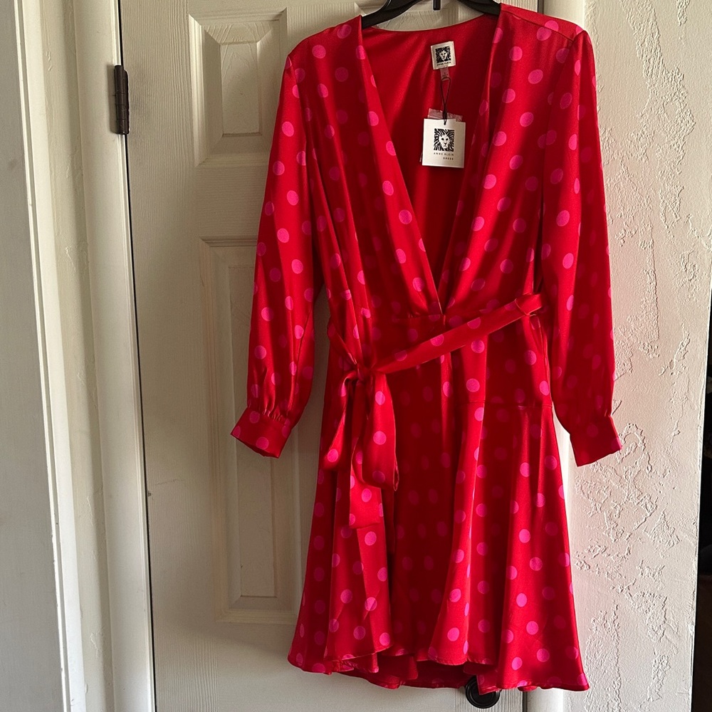 Anne Klein Red Polka Dot Midi Dress